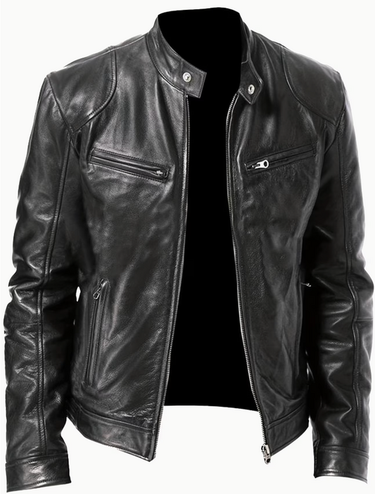 Leather Slim-Fit Motorcycle Jacket