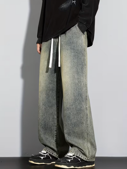 Relaxed Heavy Washed Demin Jeans