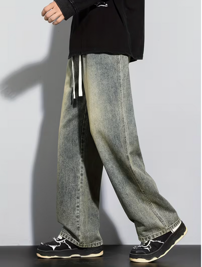 Relaxed Heavy Washed Demin Jeans
