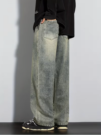 Relaxed Heavy Washed Demin Jeans