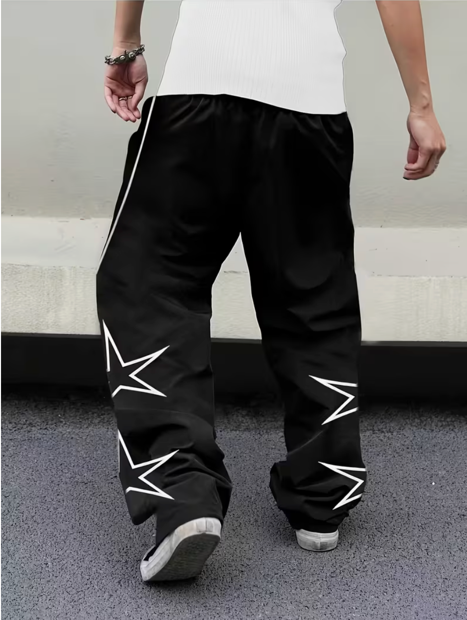 Stripped Starred Baggy Pants